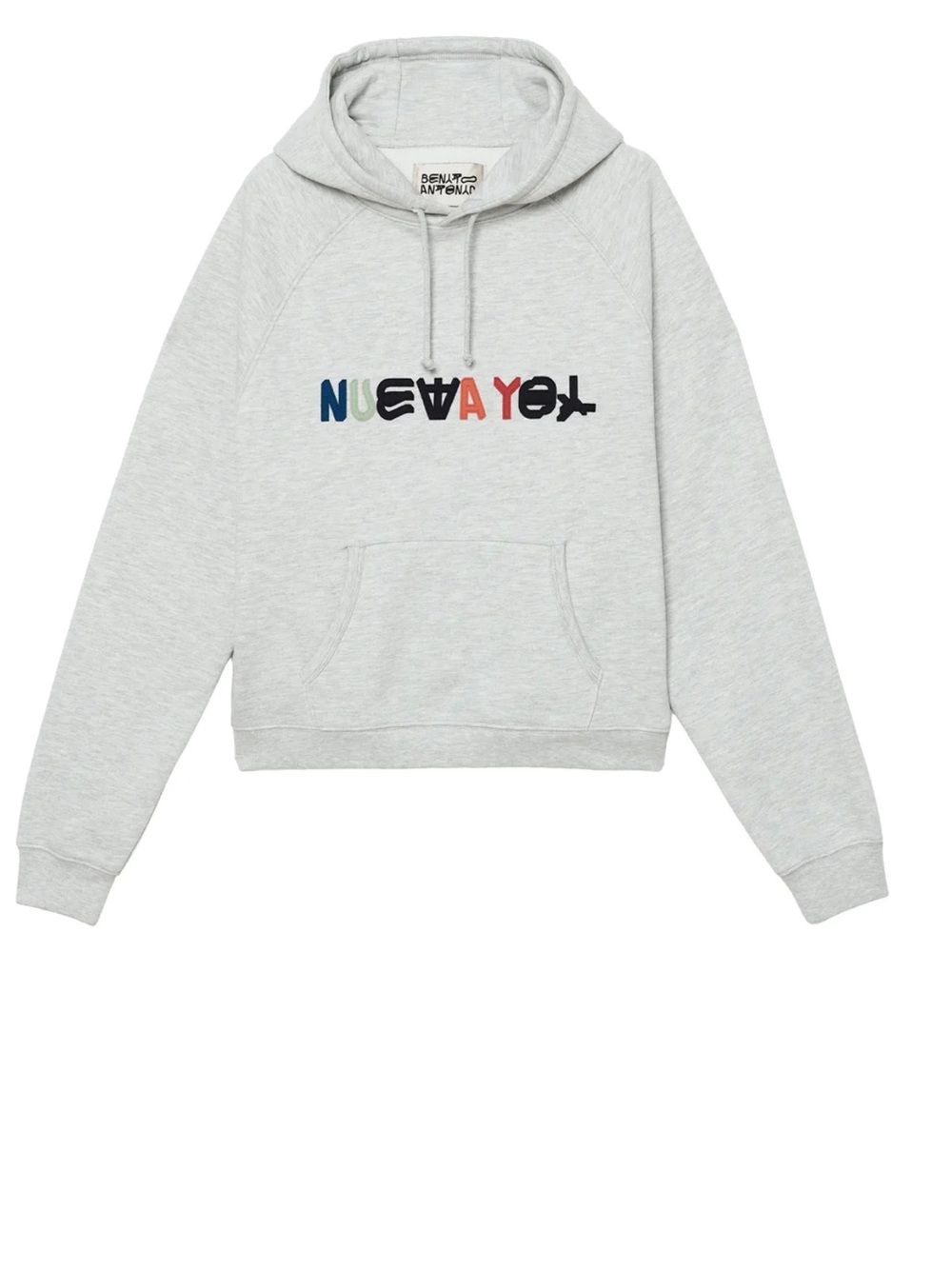 Zara Light Gray Hoodie with Multicolor Chest Logo
